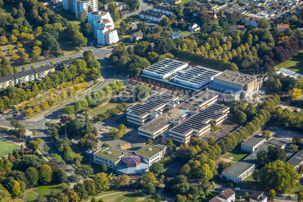 Unna from above - School building of the Geschwister-Scholl-Gymnasium in Unna in the state , Germany