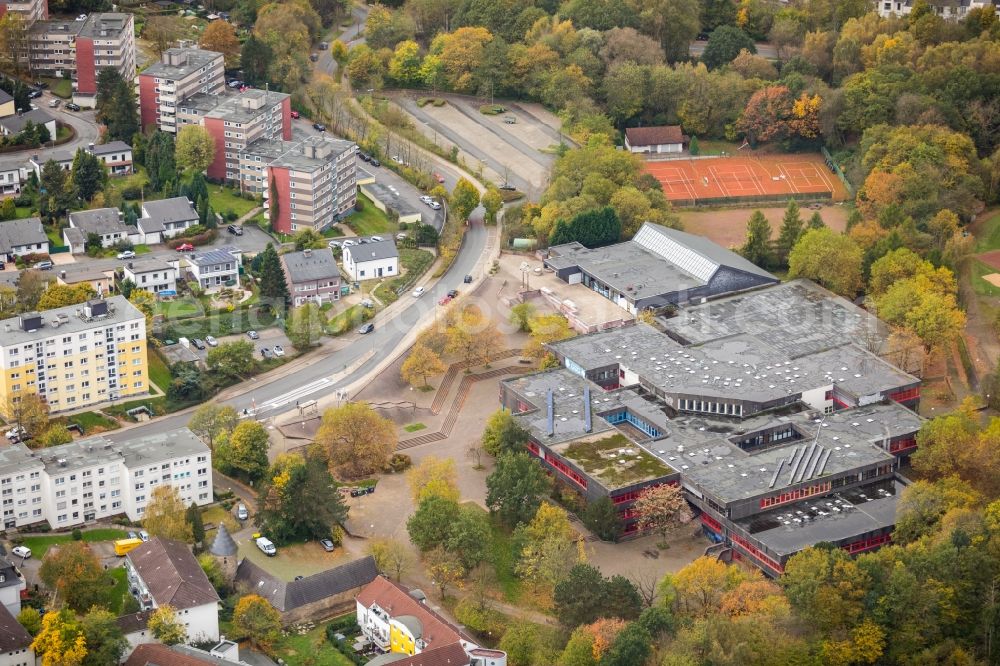 Wetter (Ruhr) from the bird's eye view: School building of the Geschwister-Scholl-Gymnasium on Hoffmann-von-Fallersleben-Strasse in Wetter (Ruhr) in the state North Rhine-Westphalia, Germany