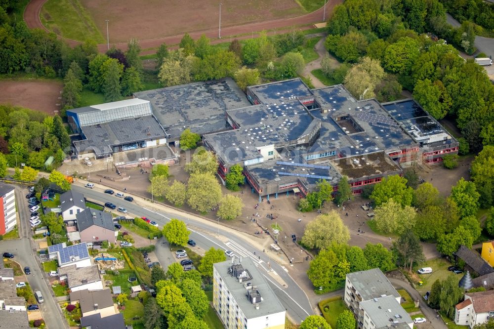 Wetter (Ruhr) from above - School building of the Geschwister-Scholl-Gymnasium on Hoffmann-von-Fallersleben-Strasse in Wetter (Ruhr) in the state North Rhine-Westphalia, Germany