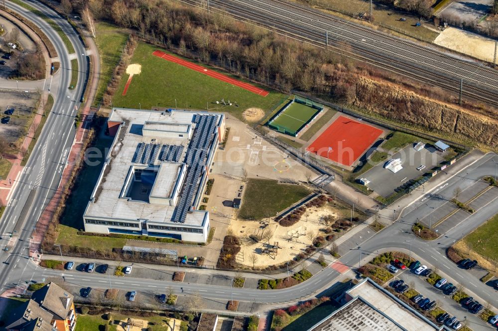 Bönen from above - School building of the Goethe Schule Boenen on Oststrasse in Boenen in the state North Rhine-Westphalia, Germany