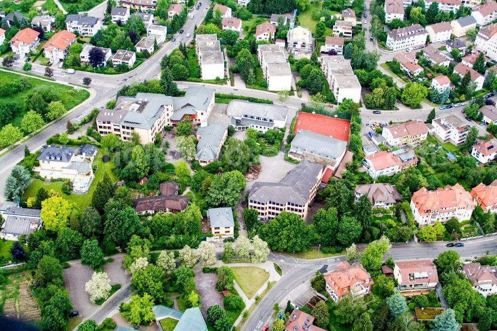 Pforzheim from above - School building of the Goetheschule Freie Waldorfschule Pforzheim in Pforzheim in the state Baden-Wuerttemberg, Germany