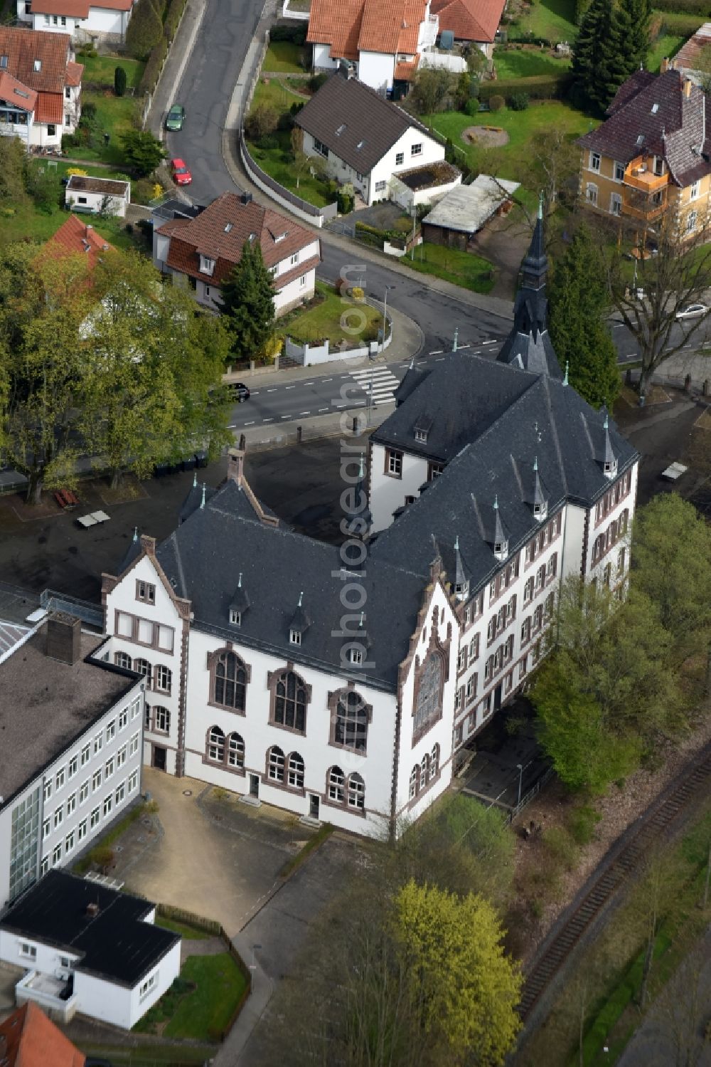 Einbeck from above - School building of the Goetheschule on Schuetzenstrasse in Einbeck in the state Lower Saxony