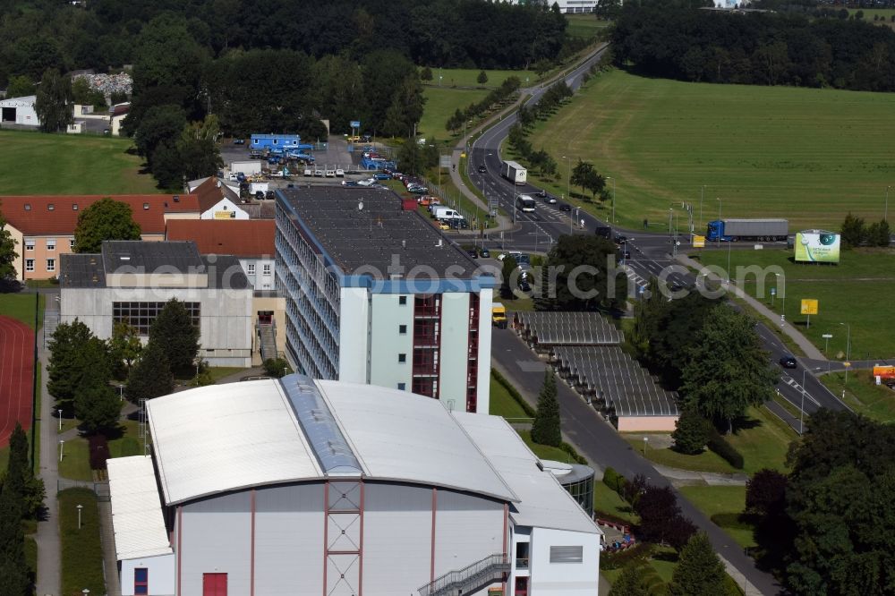 Aerial image Kamenz - School building of the Gotthold-Ephraim-Lessing-Gymnasium in Kamenz in the state Saxony