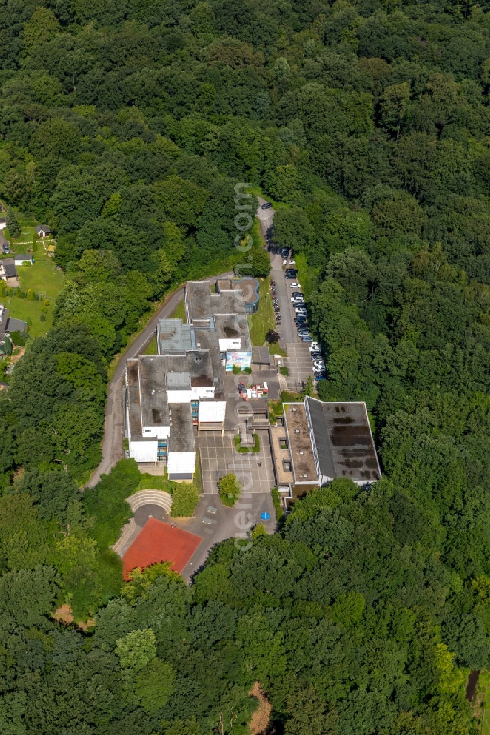 Arnsberg from above - School building of the Graf-Gottfried-Gymnasium in Arnsberg in the state North Rhine-Westphalia, Germany