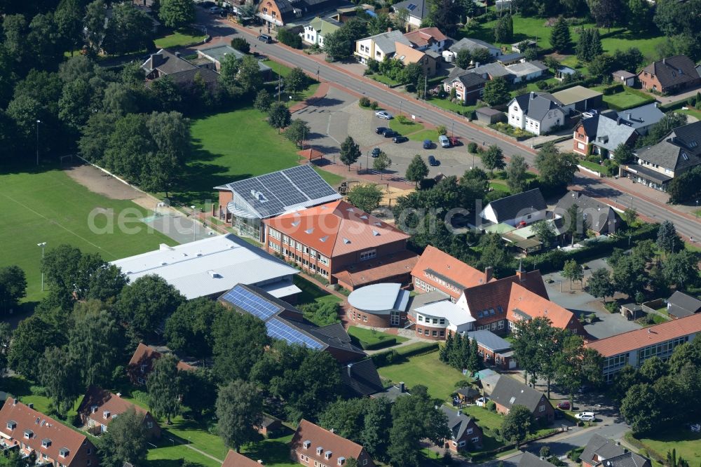 Eggebek from above - School building of the Grund- u. Hauptschule Eichenbach in Eggebek in the state Schleswig-Holstein