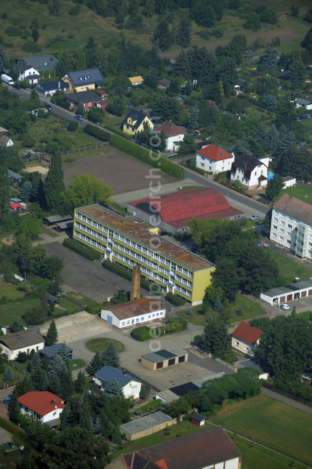 Belgershain from above - School building of the Grundschule Belgershain in Belgershain in the state Saxony