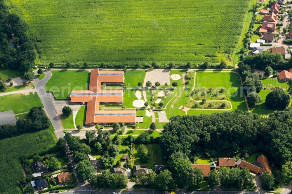 Fredenbeck from above - School building of the Grundschule in Fredenbeck in the state Lower Saxony, Germany