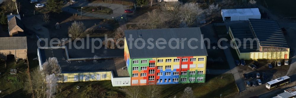 Glienick from above - School building in Glienick in the state Brandenburg