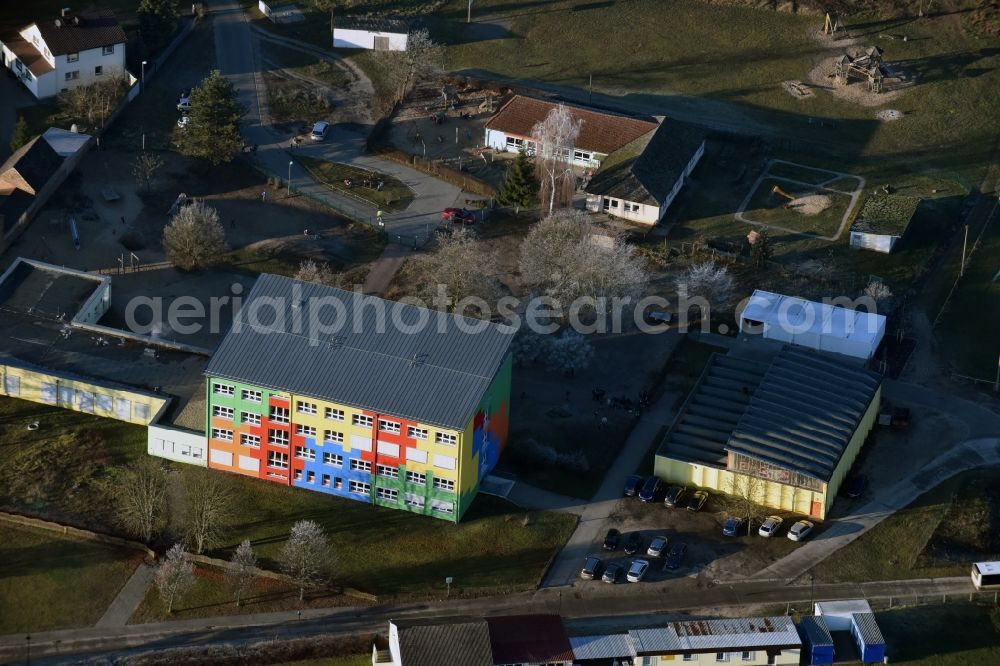 Glienick from above - School building in Glienick in the state Brandenburg