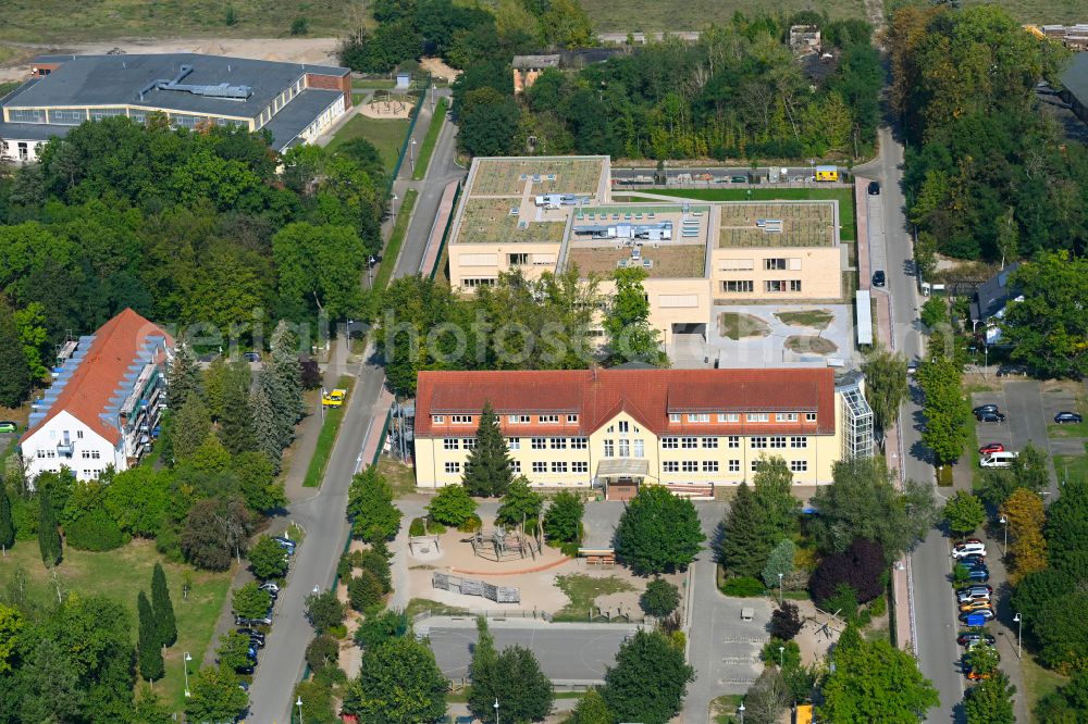 Aerial photograph Werneuchen - School building Grundschule Im Rosenpark on Goldregenstrasse in Werneuchen in the federal state of Brandenburg, Germany