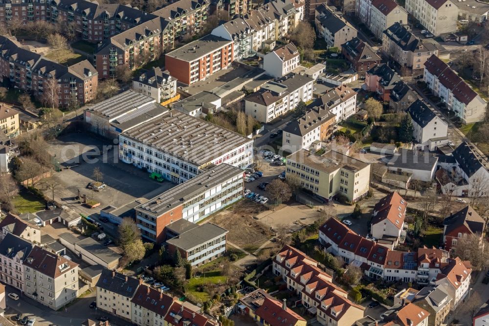 Aerial image Witten - School building of the Albert-Martmoeller-Gymnasium on Oberdorf in Witten in the state North Rhine-Westphalia, Germany