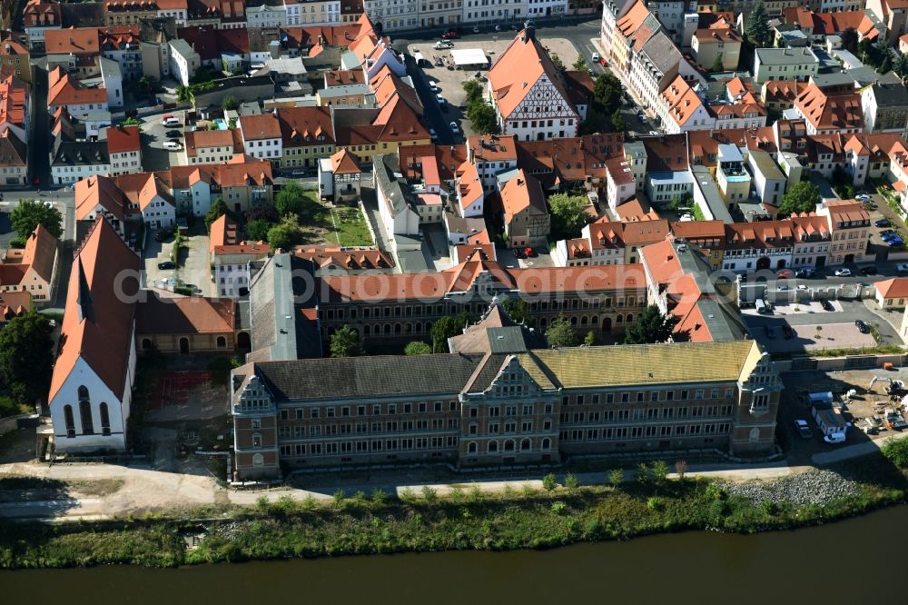 Grimma from the bird's eye view: School building of the Gymnasium St. Augustin on Klosterstrasse in Grimma in the state Saxony