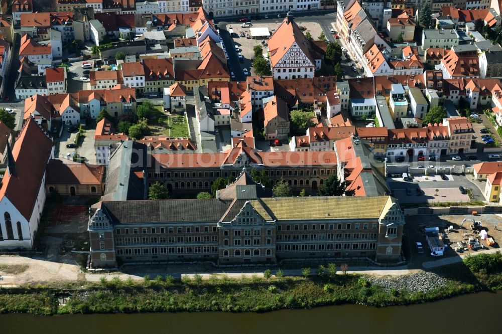 Aerial photograph Grimma - School building of the Gymnasium St. Augustin on Klosterstrasse in Grimma in the state Saxony