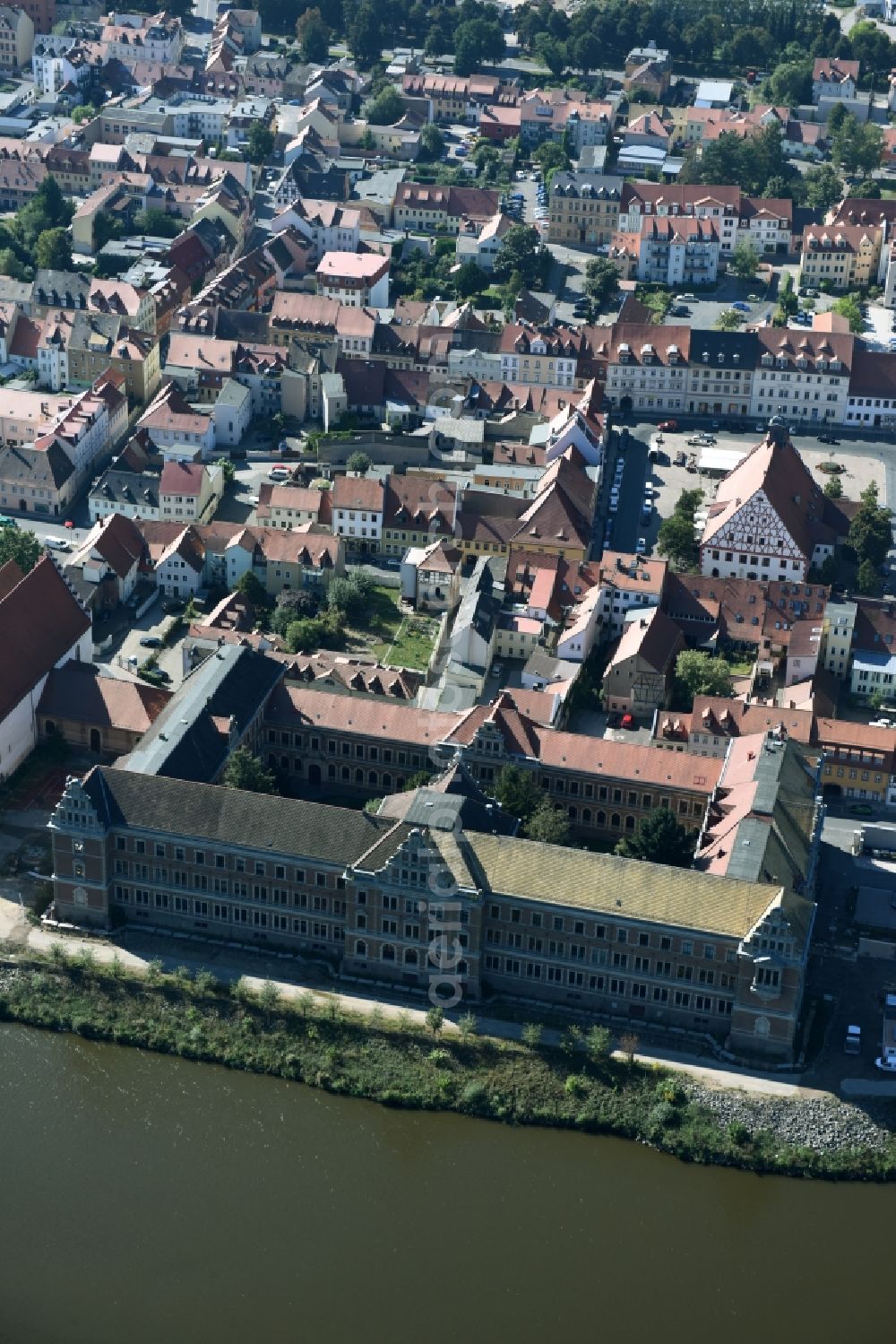 Grimma from above - School building of the Gymnasium St. Augustin on Klosterstrasse in Grimma in the state Saxony