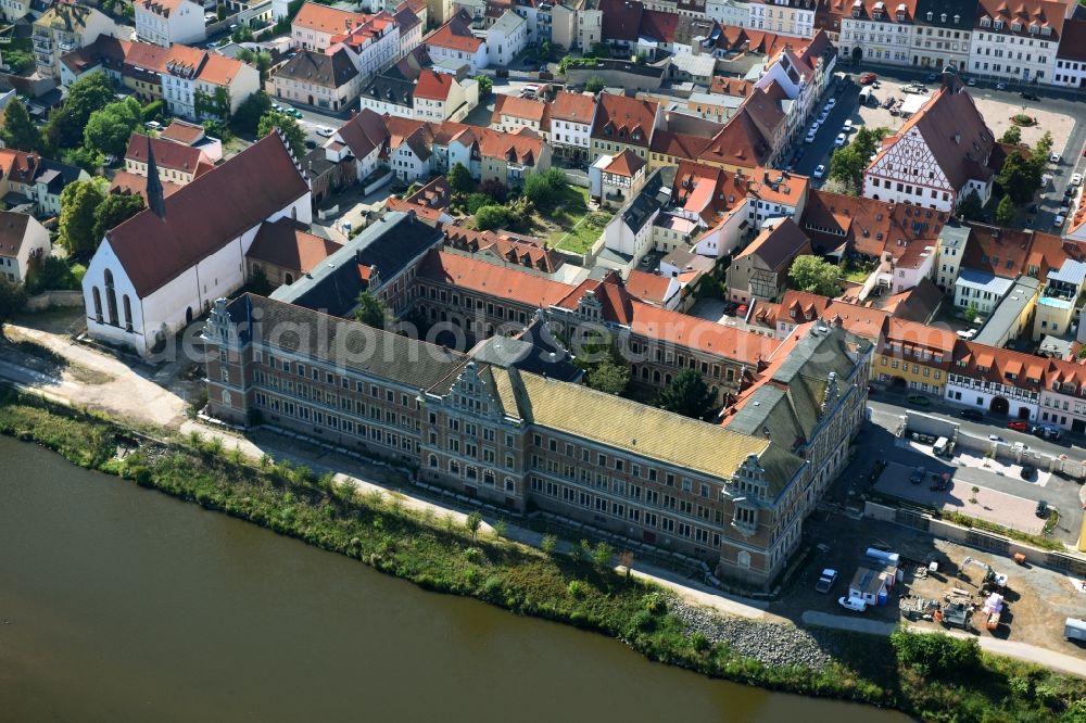 Aerial image Grimma - School building of the Gymnasium St. Augustin on Klosterstrasse in Grimma in the state Saxony