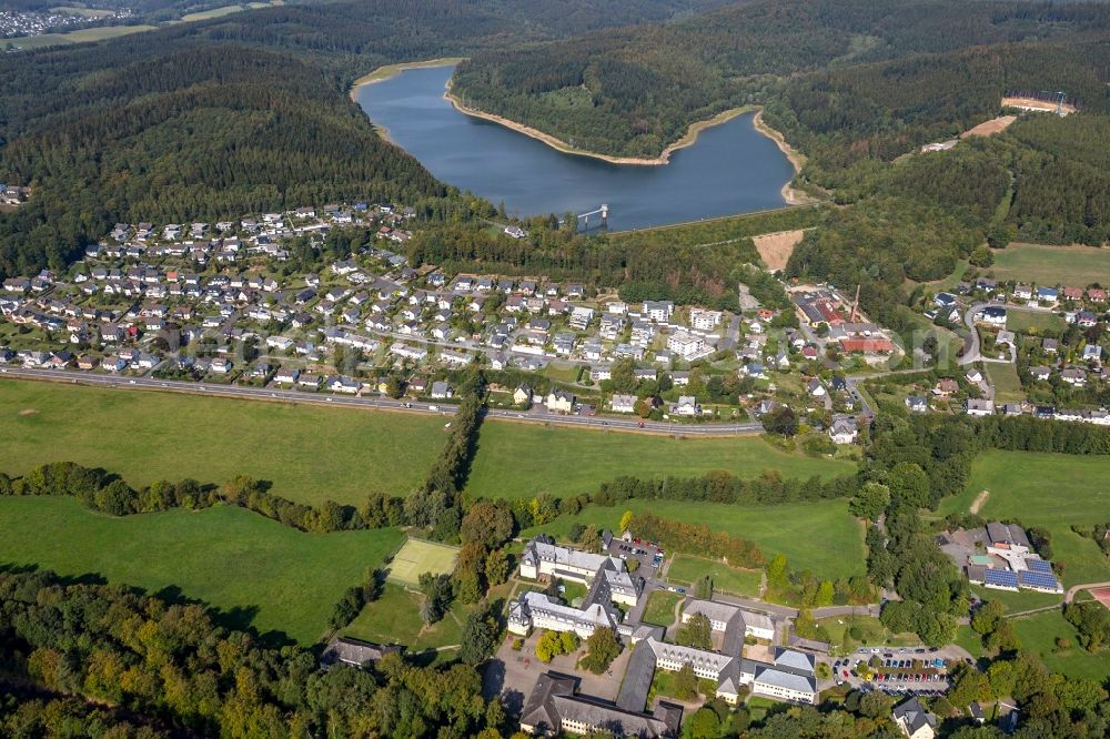 Hilchenbach from above - School building of the Gymnasium Stift Keppel in Hilchenbach in the state North Rhine-Westphalia, Germany