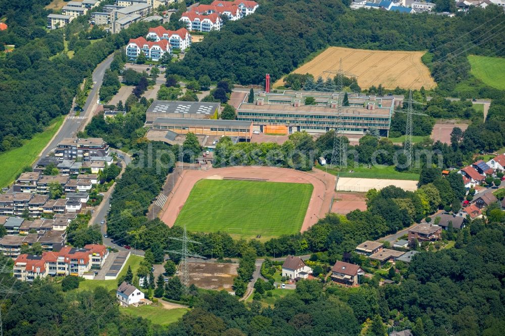 Hattingen from the bird's eye view: School buildings of school Holthausen and the Municipal School in Hattingen in North Rhine-Westphalia