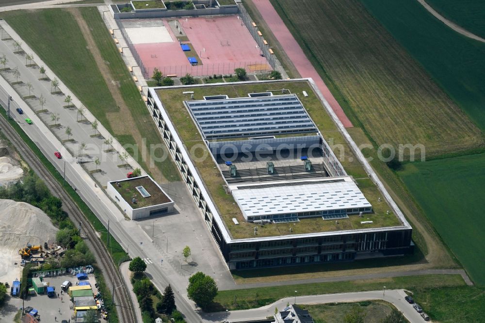 Markt Indersdorf from the bird's eye view: School building of the Gymnasium Markt Indersdorf on Arnbacher Strasse in Markt Indersdorf in the state Bavaria, Germany