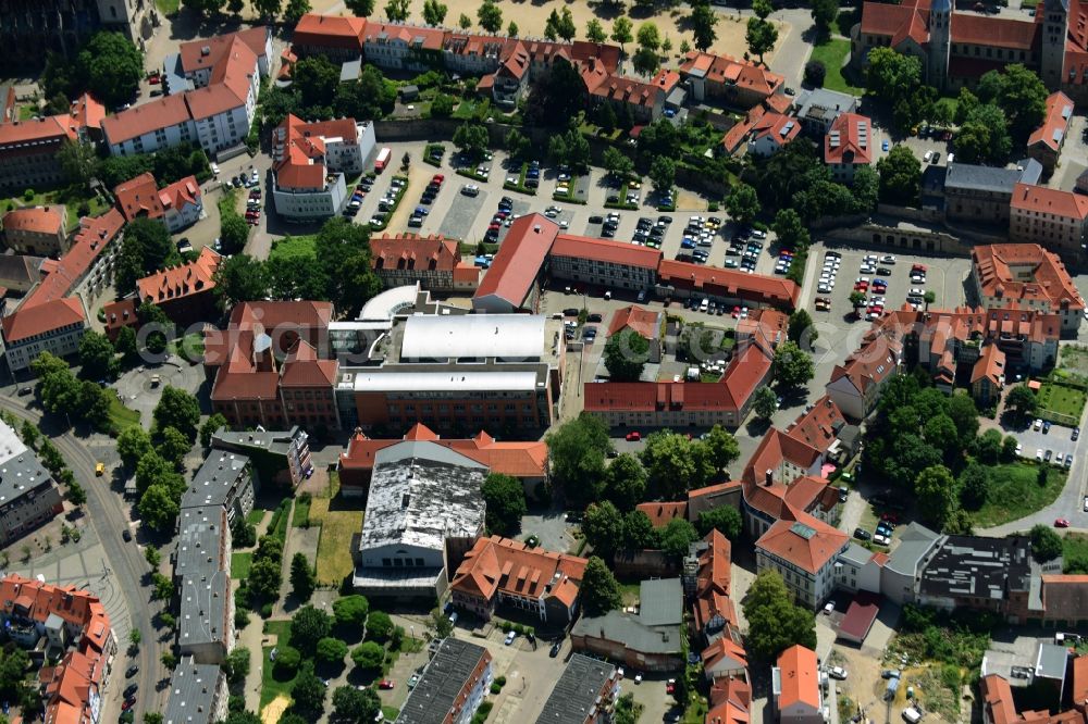 Aerial image Halberstadt - School building of the Gymnasium Martineum Johannesbrunnen in Halberstadt in the state Saxony-Anhalt