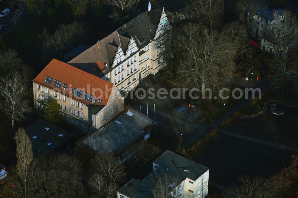 Berlin from above - School building of the Max-Delbrueck-Gymnasium on Kuckhoffstrasse in the district Niederschoenhausen in Berlin, Germany