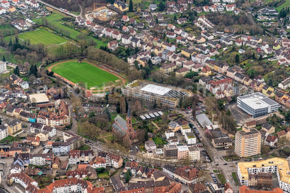 Aerial image Lahr/Schwarzwald - School building of the Max Plank in Lahr/Schwarzwald in the state Baden-Wurttemberg, Germany