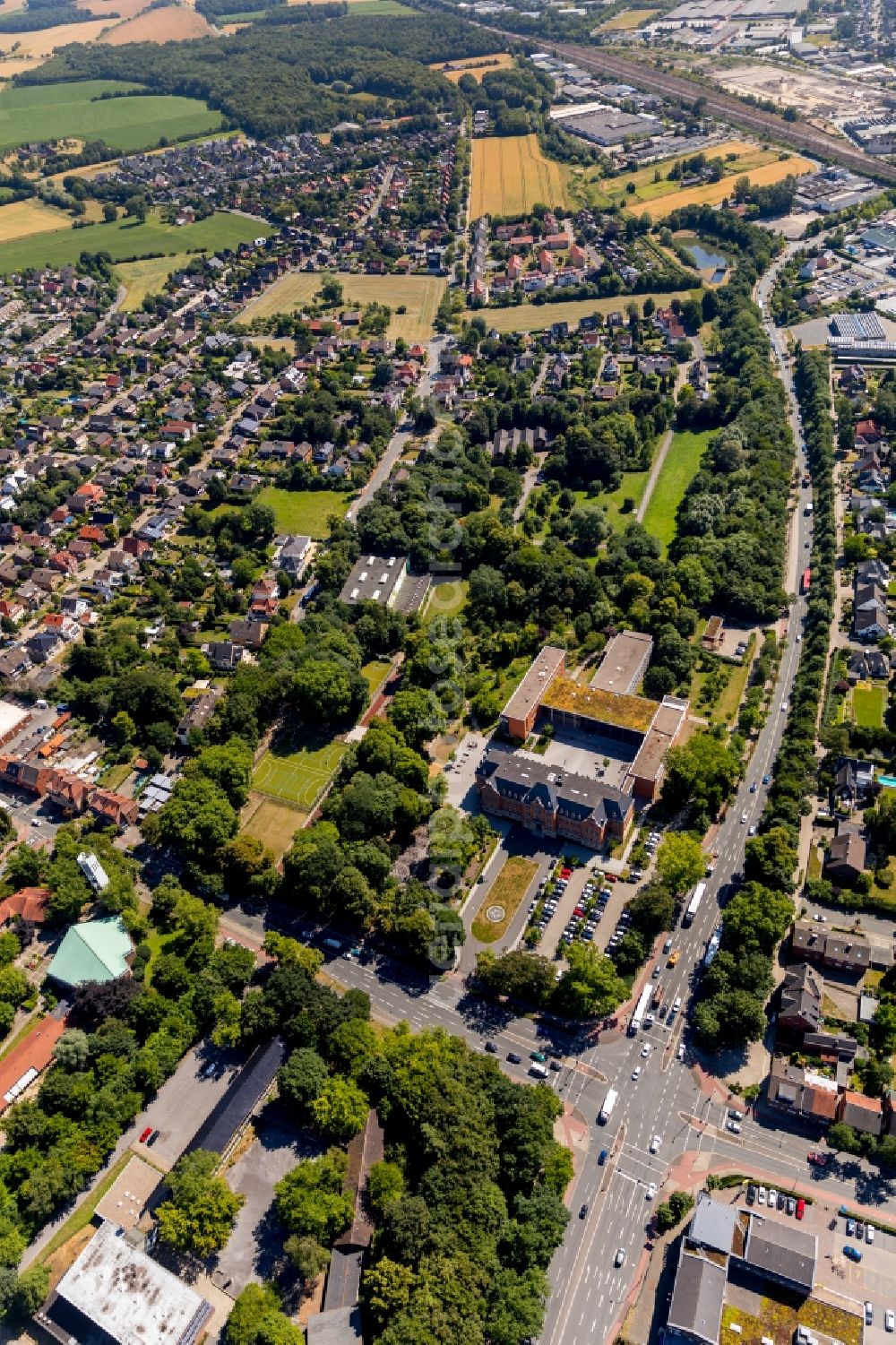 Aerial image Ahlen - School building of the St. Michael on Warendorfer Strasse in Ahlen in the state North Rhine-Westphalia, Germany