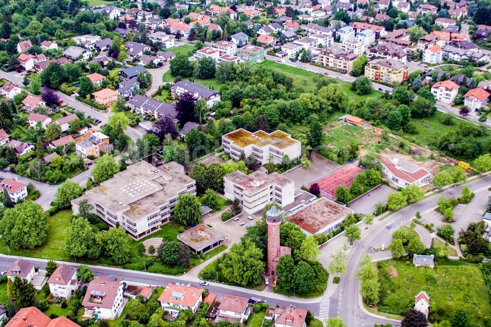 Aerial photograph Pforzheim - School building of the Reuchlin-Gymnasium Pforzheim in Pforzheim in the state Baden-Wuerttemberg, Germany