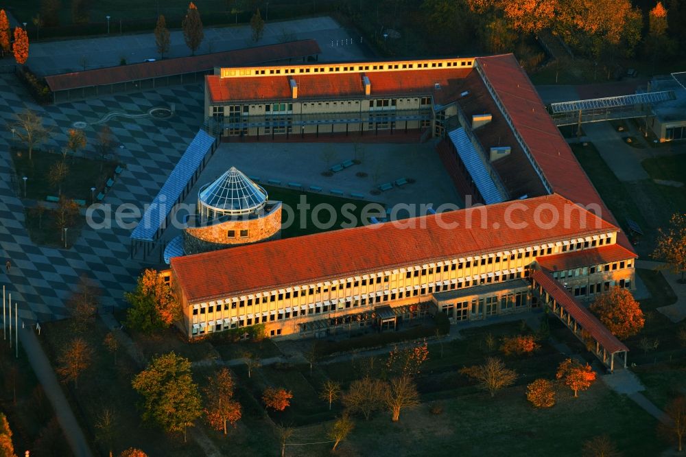 Aerial photograph Templin - School building of the Templin on Feldstrasse in Templin in the state Brandenburg, Germany