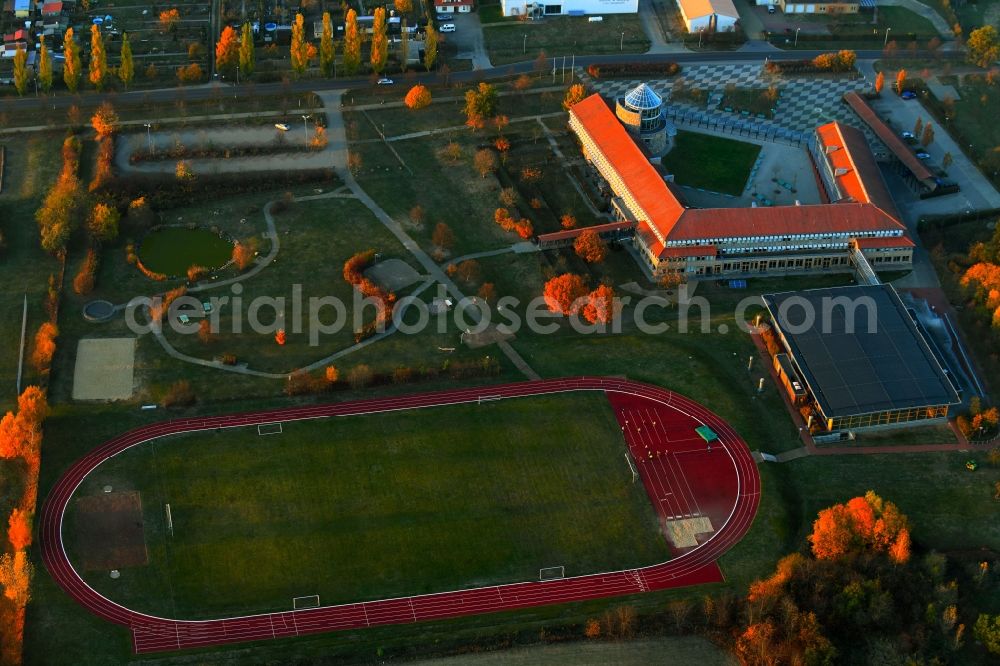 Aerial photograph Templin - School building of the Templin on Feldstrasse in Templin in the state Brandenburg, Germany