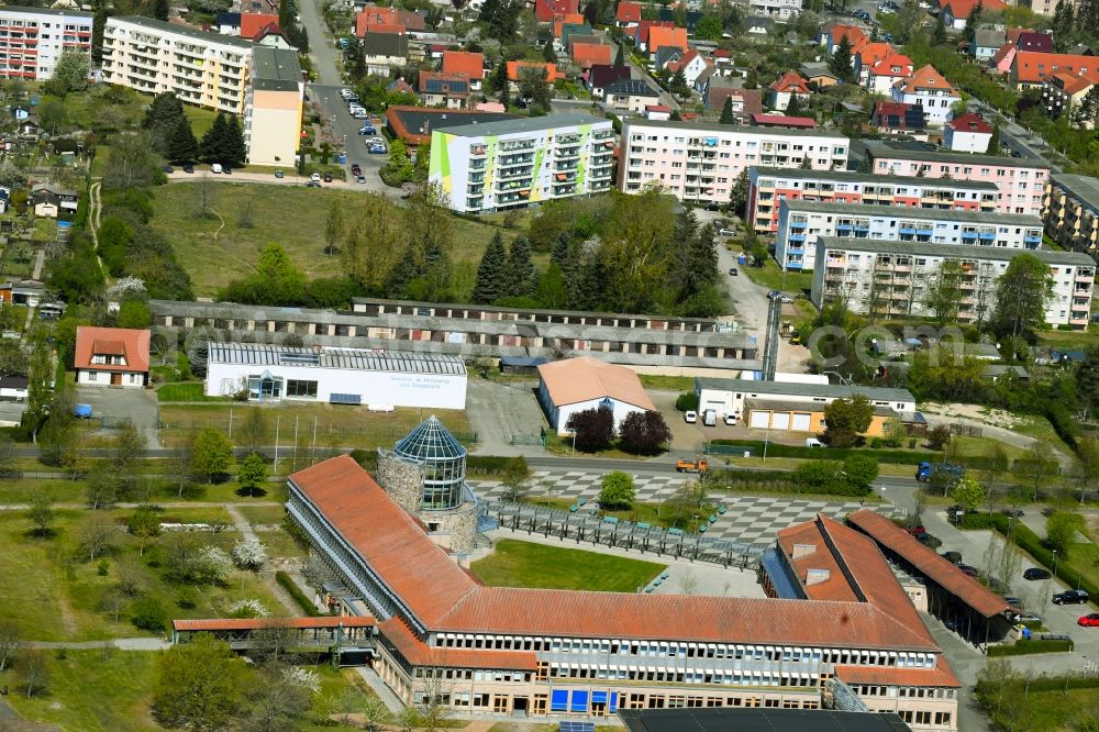 Aerial image Templin - School building of the Templin on Feldstrasse in Templin in the state Brandenburg, Germany