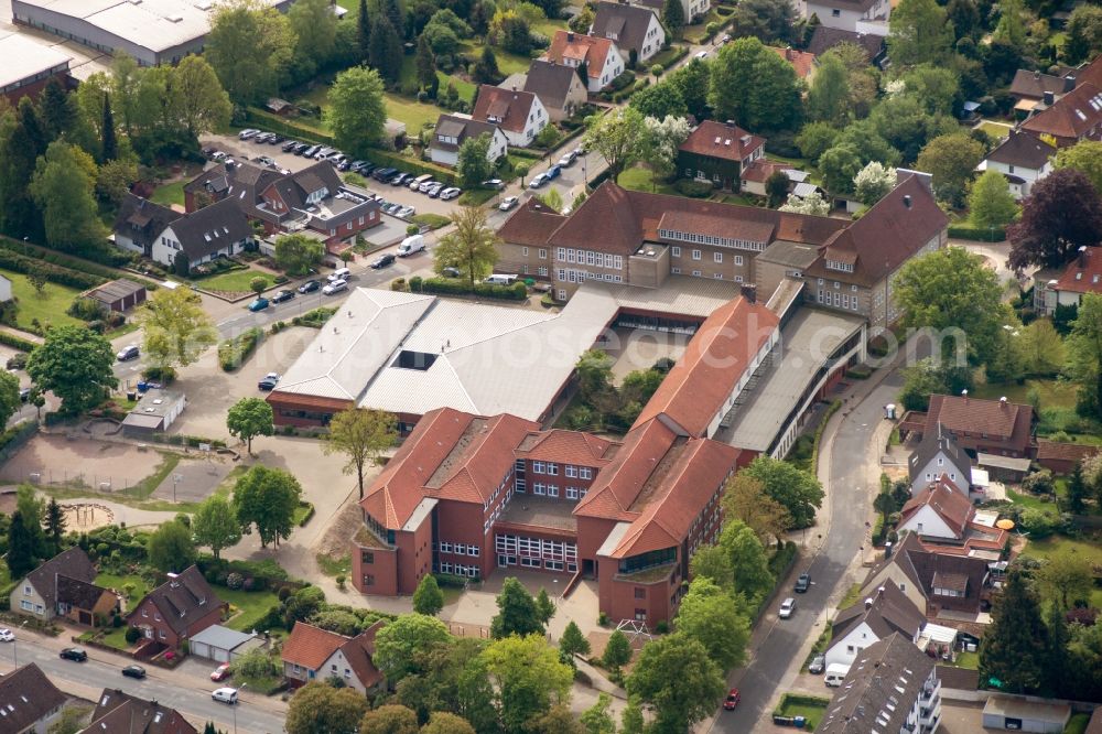 Walsrode from above - School building of the in Walsrode in the state Lower Saxony, Germany