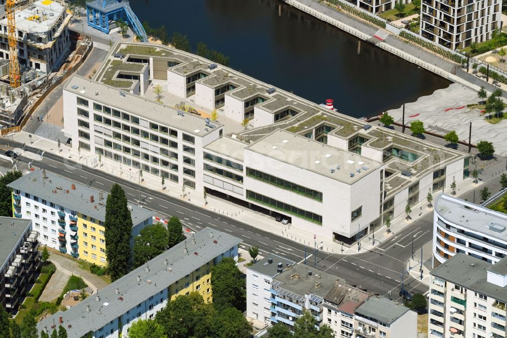 Offenbach am Main from above - School building of the Hafenschule on Nordring in Offenbach am Main in the state Hesse, Germany