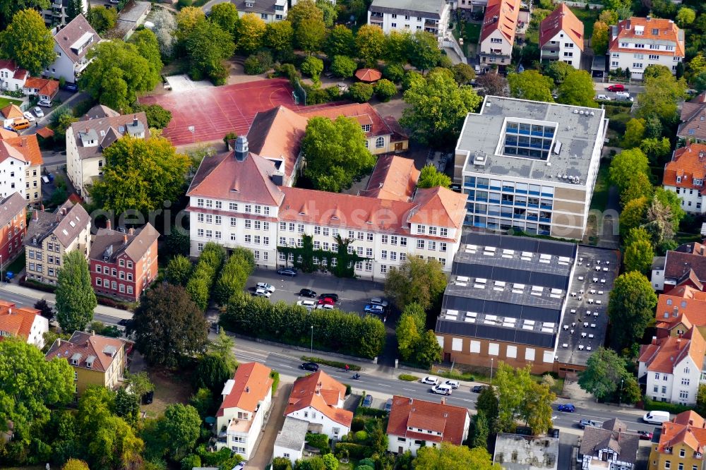 Göttingen from the bird's eye view: School building of the Hainberg-Gymnasiums Goettingen in Goettingen in the state Lower Saxony, Germany