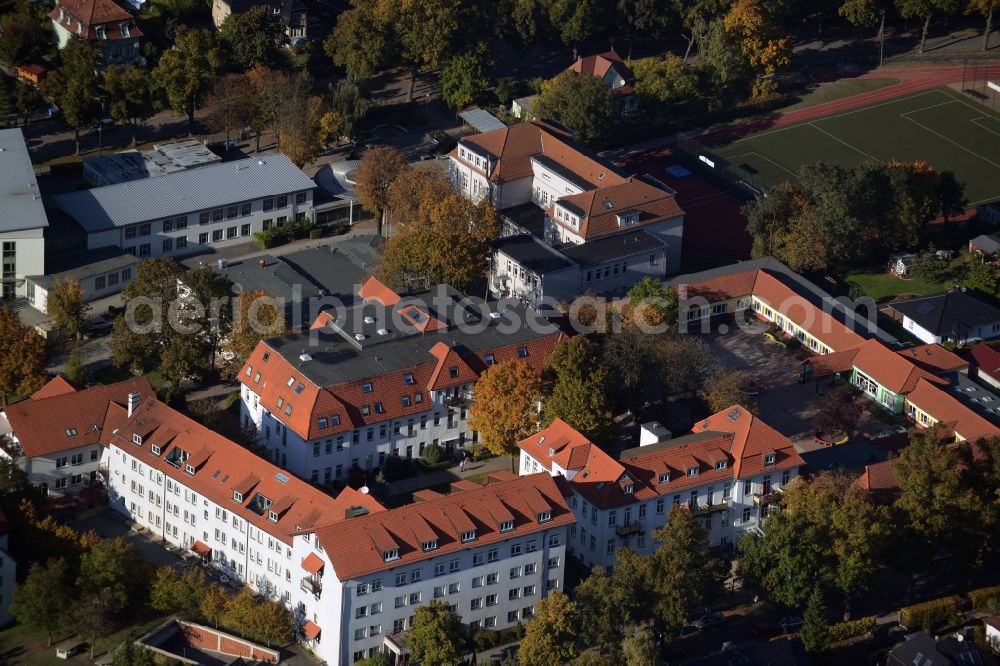 Aerial image Neuenhagen - School building of the Hans-Fallada-Schule an der Langenbeckstrasse in Neuenhagen in the state Brandenburg