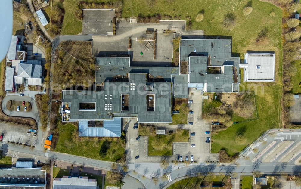 Brilon from above - School building of the Heinrich-Luebke-Schule and the Gymnasium Petrinum Brilon Zur Jakobuslinde in Brilon in the state North Rhine-Westphalia, Germany