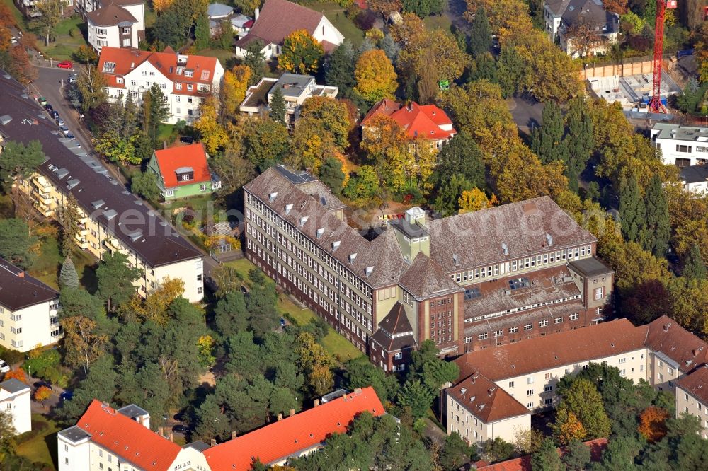 Berlin from the bird's eye view: School building of the Herder-Gymnasium on Westendallee in the district Charlottenburg in Berlin, Germany