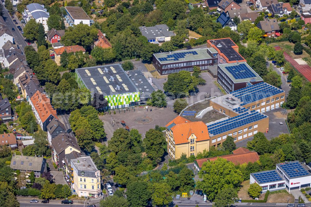 Witten from above - School building of the Holzkamp-Gesamtschule on street Willy-Brandt-Strasse in Witten at Ruhrgebiet in the state North Rhine-Westphalia, Germany