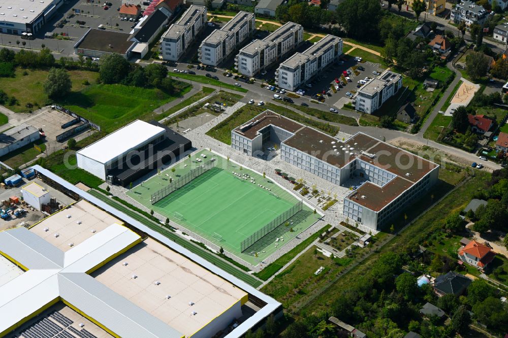 Aerial image Berlin - New construction site of the school building Integrierte Sekundarschule Mahlsdorf on the street An der Schule in the district Mahlsdorf in Berlin, Germany