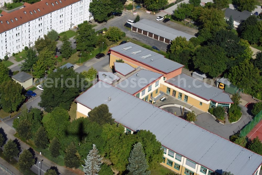 Aerial image Kamenz - School building of the Johann-Gottfried-Boenisch-Foerderschule in the Neschwitzer Strasse in Kamenz in the state Saxony