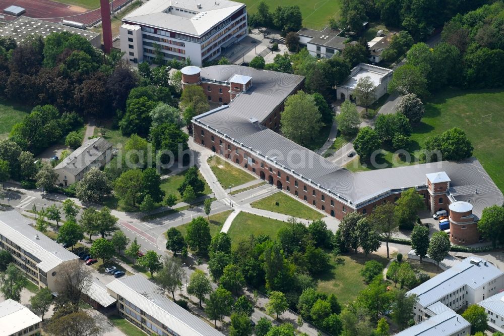 Aerial image Ingolstadt - School building of the Johann-Nepomuk-von-Kurz-Schule on Elbrachtstrasse in Ingolstadt in the state Bavaria, Germany