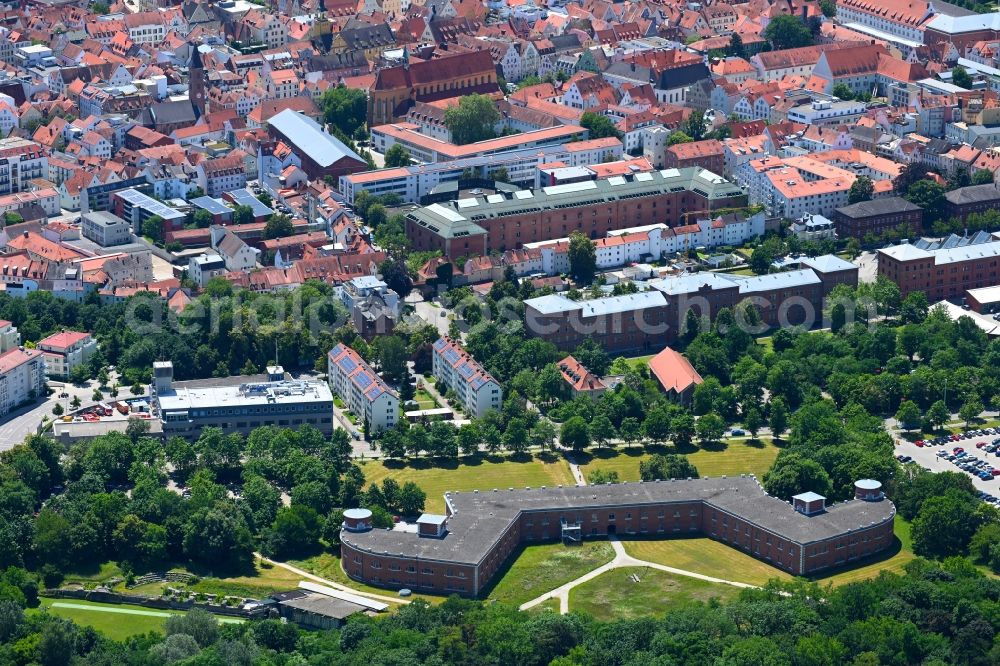 Ingolstadt from above - School building of the Johann-Nepomuk-von-Kurz-Schule on Elbrachtstrasse in Ingolstadt in the state Bavaria, Germany