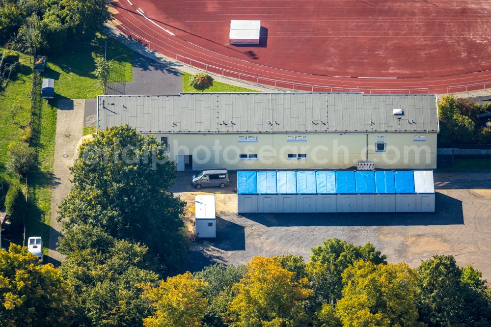 Holzwickede from above - School building of the Karl-Brauckmann-Schule on Karl-Brauckmann-Strasse in Holzwickede in the state North Rhine-Westphalia, Germany