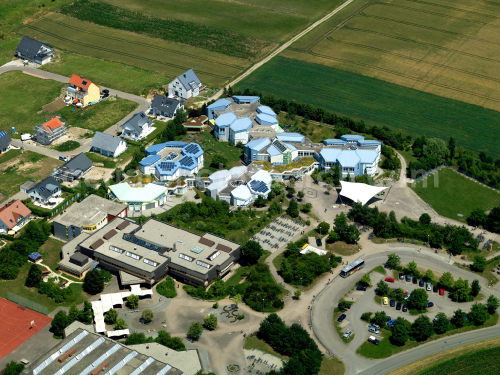 Dußlingen from above - School building of the of Karl-von-Frisch-Gymnasium in Dusslingen in the state Baden-Wuerttemberg, Germany