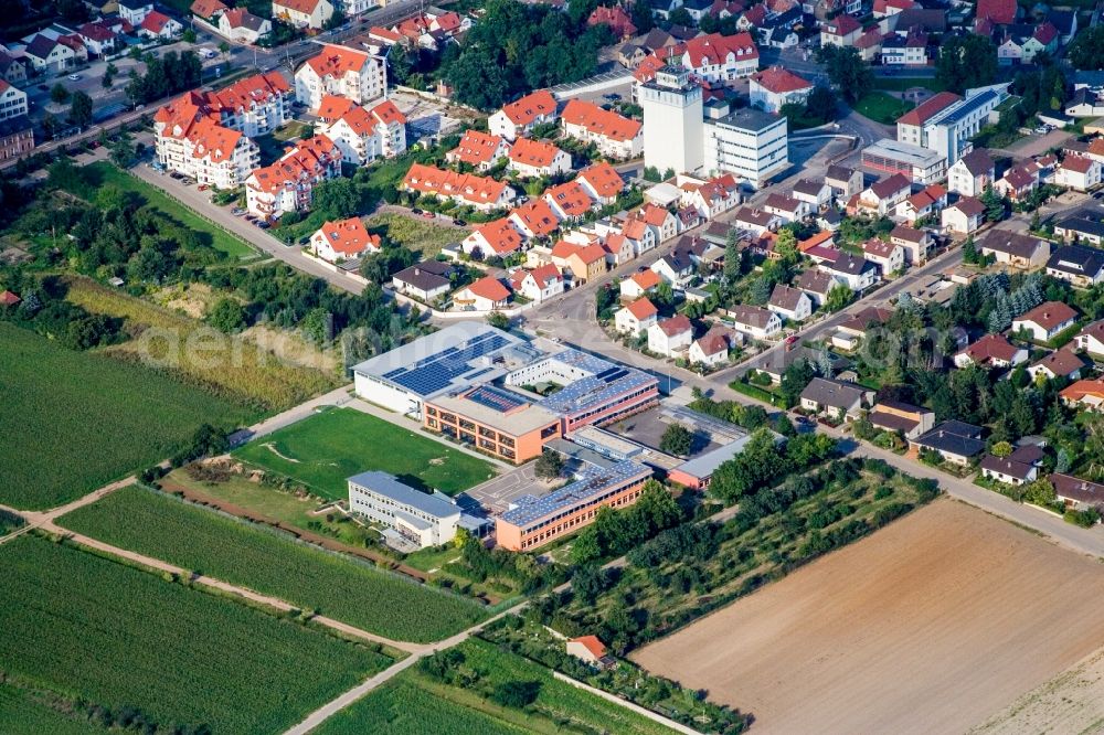 Lambsheim from above - School building of the Karl-Wendel-Schule Lambsheim in Lambsheim in the state Rhineland-Palatinate, Germany