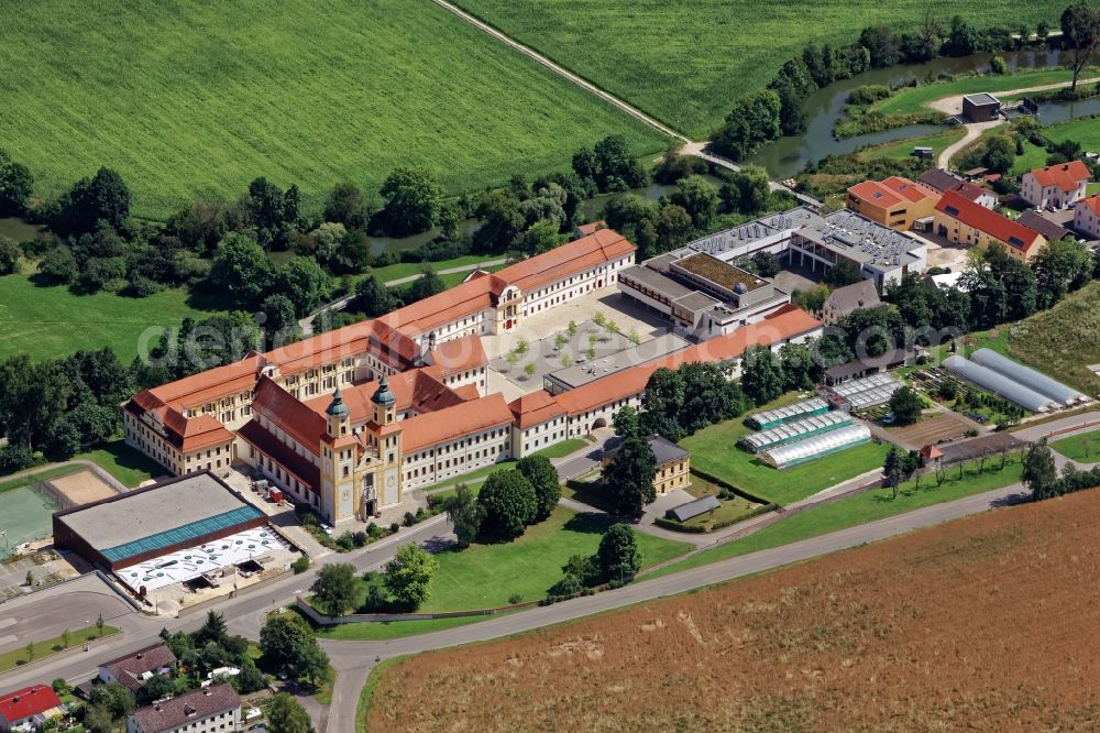 Aerial image Eichstätt - School building of the Knabenrealschule in the district Rebdorf in Eichstaett in the state Bavaria