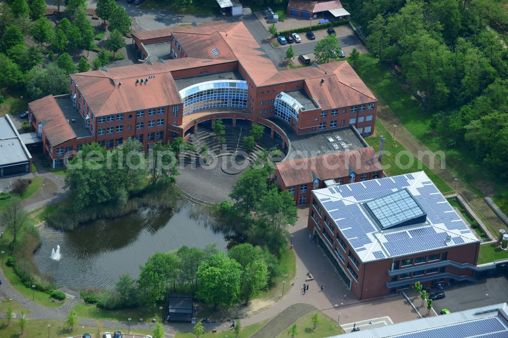 Kriftel from above - School building of Konrad-Adenauer-Schule in Kriftel in the state Hesse