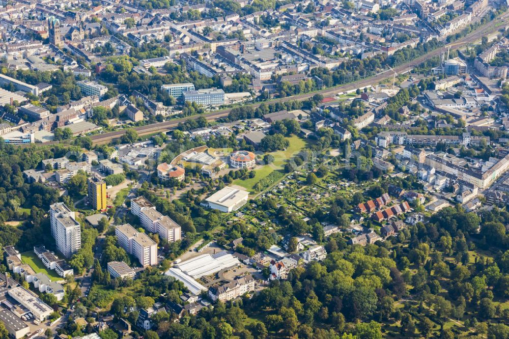 Krefeld from above - School building of the Kurt Tucholsky Comprehensive School on Alte Gladbacher Strasse in Krefeld in the Ruhr area in the federal state of North Rhine-Westphalia, Germany