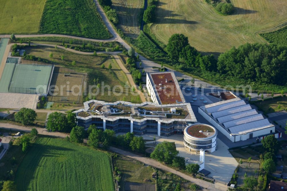 Mühlenbecker Land from above - School building of the Kaethe-Kollwitz-Gesamtschule in Muehlenbecker Land in the state Brandenburg