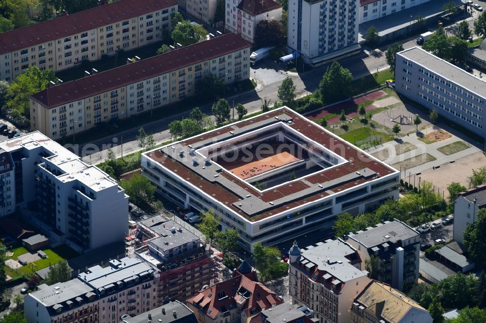 Leipzig from the bird's eye view: School building of the Kurt-Masur-Schule on Scharnhorststrasse in Leipzig in the state Saxony, Germany