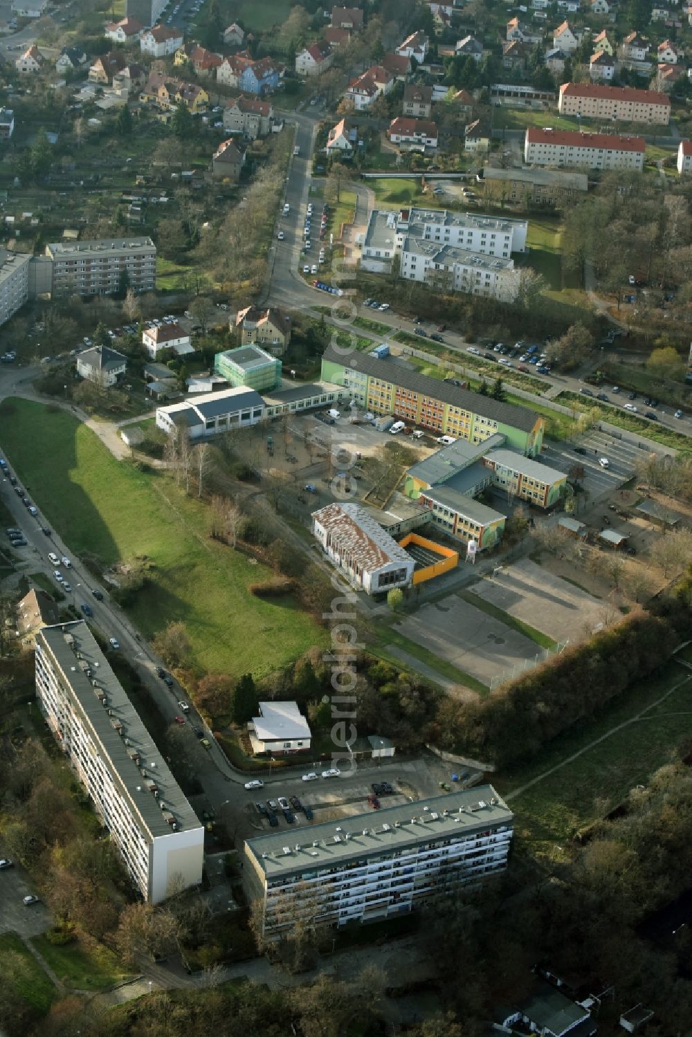 Frankfurt (Oder) from above - School building of the Lenné-Schule der Stadt Frankfurt (Oder) Richtstrasse in Frankfurt (Oder) in the state Brandenburg